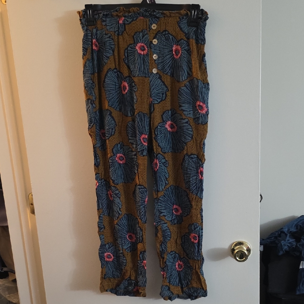 One Clothing Mustard and Blue Patterned Pants